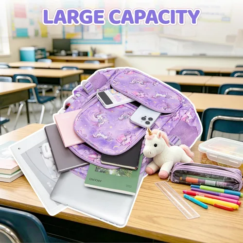 Vista 8 de BLUEFAIRY Mochilas para niños y niñas de 6 a 8 años, 8 a 12 años, mochilas Azul Camo