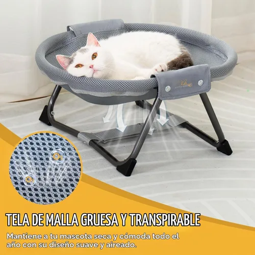 Vista 3 de KITTY KINGDOM Hamaca plegable para gatos sin montaje, cama elevada portátil