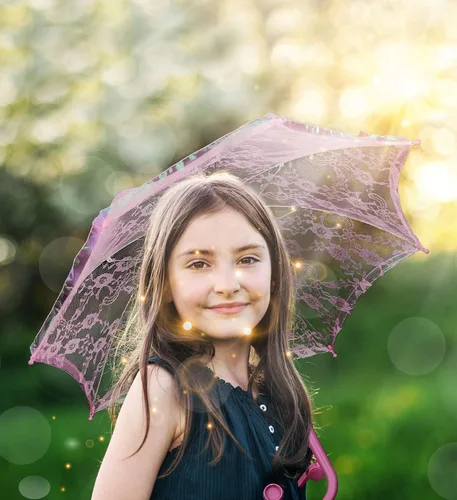 Vista 5 de Mozlly Parasol Umbrella With Whistle - Foldable Lace Parasol Tea Party Decorations For Little Girls - 20 Diameter