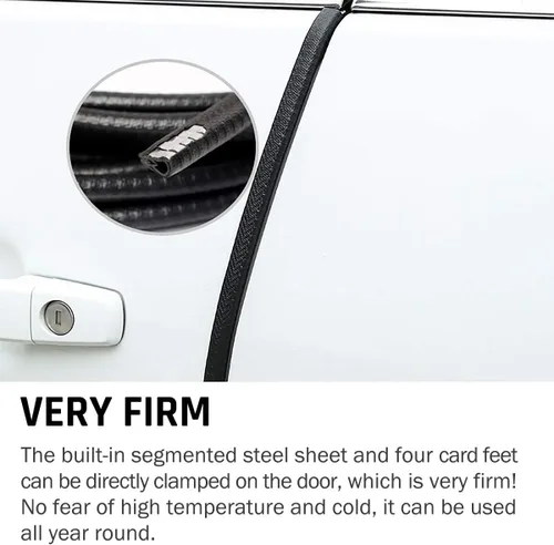 Vista 5 de Protección Universal para Puertas de Automóvil de 33 pies (10 m), Tira de Protección de Borde en Forma de U de Goma, Diseño Negro sin Pegamento