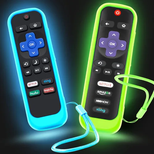 Vista 8 de Paquete de 2 fundas para control remoto Roku, funda para Hisense Roku TV Steaming Stick/Express universal de repuesto para controlador de silicona