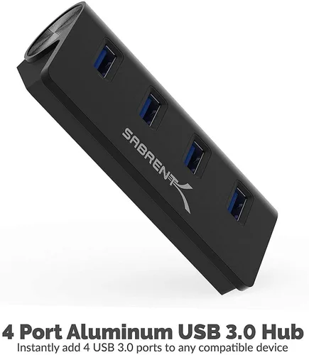 Vista 2 de SABRENT Concentrador de datos portátil de aluminio de 4 puertos USB 3.0 con cable USB 3.0 de 2.5 pies para iMac, MacBook, MacBook Pro, MacBook Air