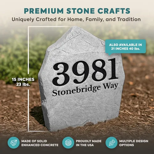 Vista 17 de Personalized Address Stone - Address Marker - Sandstone Color - Address Marker - 15” W x 15” H
