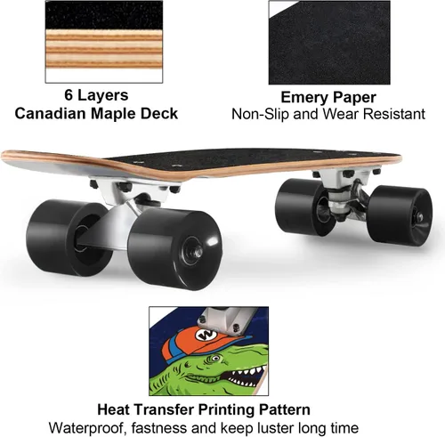 Vista 4 de KO-ON Skateboard Patinetas Completas Skateboards de 22 Pulgadas Mini Cruiser Skateboards para Principiantes, Niños, Chicos y Chicas