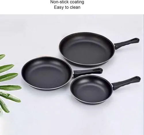 Vista 7 de Sartén antiadherente de acero inoxidable de 7.9 pulgadas, sartén profesional redonda negra con mango cómodo, sartén reutilizable para crepes