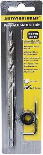 Vista 7 de AUTOTOOLHOME Broca de repuesto con vástago hexagonal de 1/4 de pulgada con cuello de tope de profundidad para sistema de plantilla de agujero