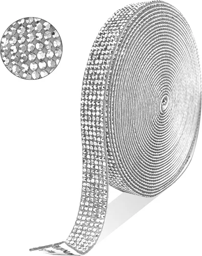 Vista 15 de Tiras autoadhesivas de diamantes de imitación de cristal verde, 6 filas de 6 yardas con diamantes de imitación de 0.079 pulgadas para manualidades