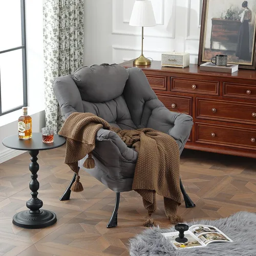 Vista 228 de Silla Lazy con otomana, silla moderna con reposapiés plegable, silla de acento de salón, cómoda silla de lectura para dormitorio, estudio, sala
