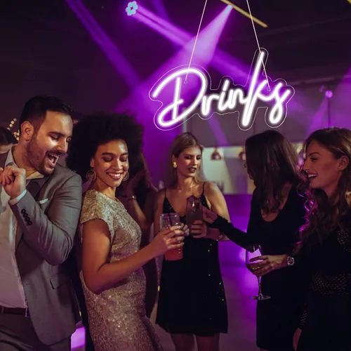 Vista 4 de Looklight Letrero de neón de bebidas, letrero de neón de bar, letreros de neón para decoración de pared, letrero de neón para habitación, letrero