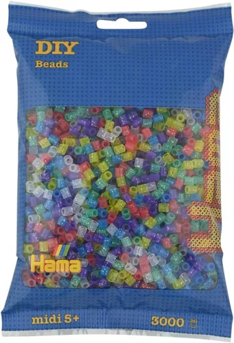 Vista 8 de Hama Perlen 201-49 Iron-On Beads Bag with Approx. 3000 Midi Craft Beads with Diameter 5 mm in Azure Blue, Creative Craft Fun for Young and Old