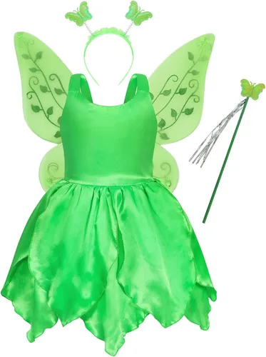 HenzWorld Disfraz de hadas para niñas pequeñas vestidos de princesa para niños fiesta de cumpleaños disfraz de alas de hadas