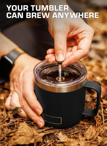 Vista 7 de COLETTI Prensa francesa de viaje compatible con YETI Rambler de 14 onzas, cafetera de viaje, accesorios para vasos, convierte tu vaso en una