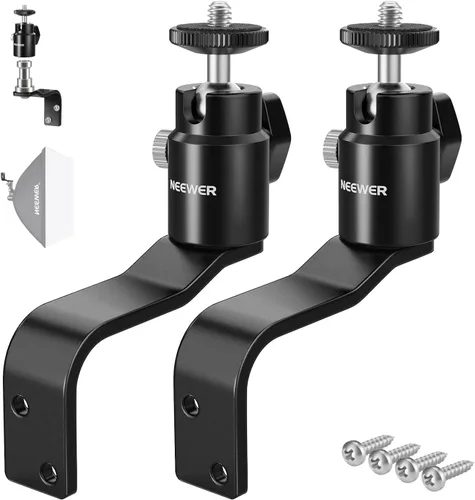 NEEWER TS007 - Paquete de 2 soportes de pared tipo E, soporte de montaje en pared con cabezal de bola desmontable, perno de 5/8 pulgadas, tornillo