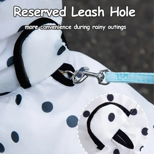 Vista 5 de MANON ROSA Ropa para perro: Impermeable y de secado rápido para cachorros con capucha y agujero para correa, lindo poncho de lluvia con capucha