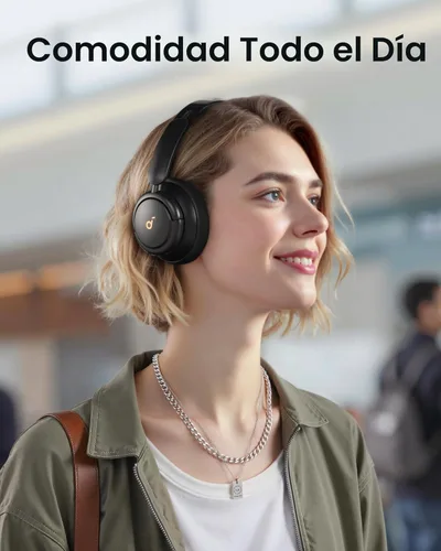 Vista 5 de Soundcore Q30 de Anker, auriculares híbridos con cancelación activa de ruido, múltiples modos, audio de alta resolución, EQ personalizado a través
