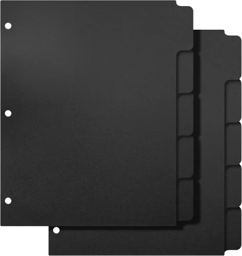 Separadores de carpetas de 3 anillos con 5 pestañas para tamaño carta, corte de 1/5, 3 agujeros perforados, separadores de plástico para escribir y