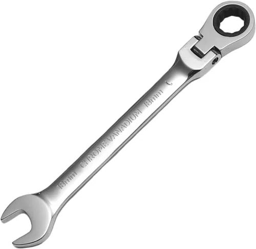 Vista 15 de WISEUP - Llave de trinquete CR-V forjada, llave de trinquete de cabeza flexible de 10 mm, llave de diseño industrial de doble uso, herramientas
