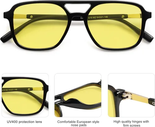 Vista 4 de SOJOS Gafas de sol estilo aviador retro de moda para mujer y hombre