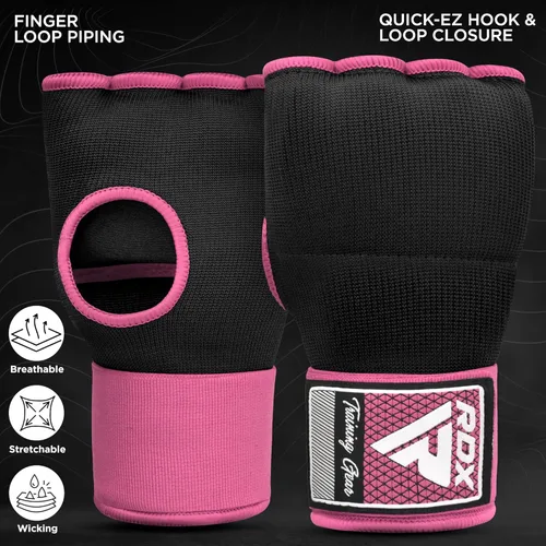 Vista 5 de RDX - Guantes de boxeo con acolchado de gel, para hombres y mujeres, con correas de muñeca elásticas de 100 cm de largo, rápidos, puños protectores