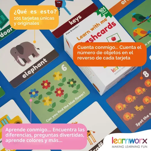 Vista 5 de LearnWorx 101 tarjetas flash para bebés de 1 a 3 años Tarjetas flash galardonadas de primeras palabras para niños pequeños Los juguetes de habla