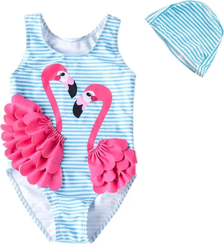 Traje de baño de una pieza para bebé niña, traje de baño de flamenco para bebé, traje de baño de traje de baño con protección contra erupciones 1-