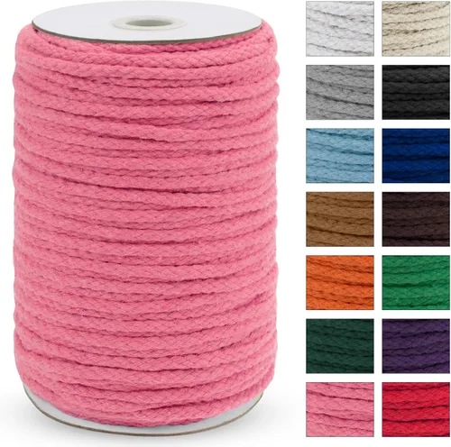 Vista 27 de JeogYong - Cuerda de macramé trenzada 5mm x 90m, cuerda de algodón trenzada de 8 hebras natural, cuerda de cordón de dibujo colorida para colgar