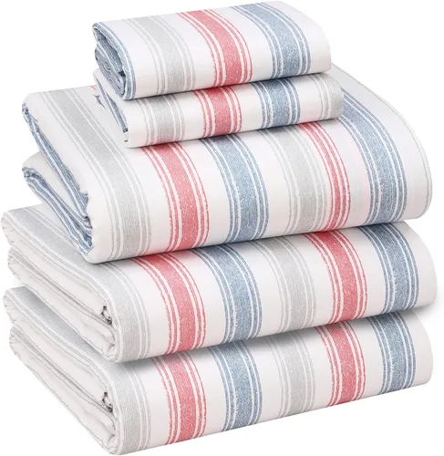 Vista 100 de RUVANTI Sábanas 100% algodón percal tamaño Queen, diseño floral refrescante y transpirable, duraderas, con una sensación nítida, suave y cómoda