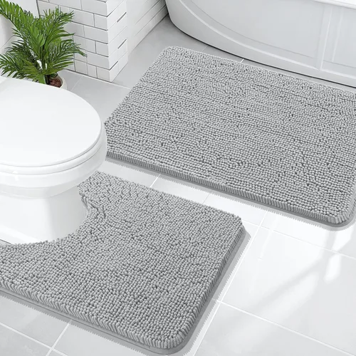 Vista 207 de OLANLY Juego de 2 alfombras de baño de felpilla suave y absorbente, antideslizantes, de secado rápido, lavables a máquina, accesorios de decoración