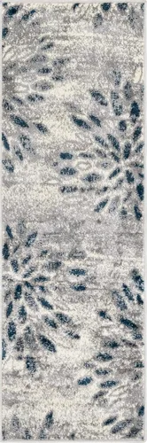 Vista 3 de Unique Loom Sumter Collection - Alfombra Rhett (2 pies x 6 pies, gris/azul marino)