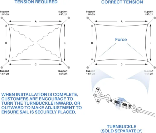 Vista 4 de E&K Sunrise - Toldo de sol rectangular de 24 x 24 pies con anillo, toldo para pérgola, patio, jardín, terraza, cable de acero con bloqueo UV
