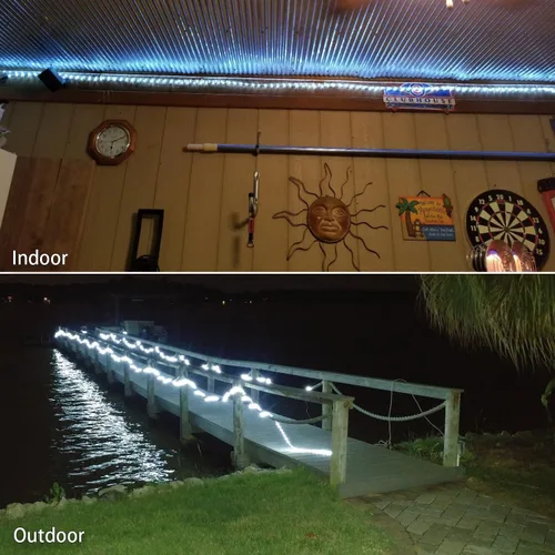 Vista 5 de JUNWEN Cuerda de luces LED para exteriores, luz diurna blanca de 6500 K, impermeable, 432 LED, 40 pies, 39.4ft, enchufe flexible de 110 V