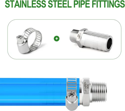 Vista 4 de TAISHER 1 pieza de forja de acero inoxidable 304 de accesorios de manguera de aire, accesorios de púas de manguera de 1 pulgada x 1/2 pulgadas