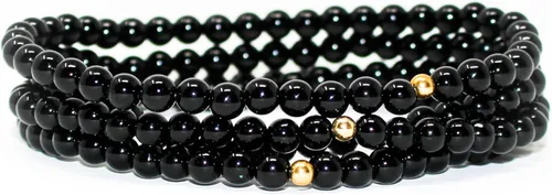 Charged Healing Crystal Bracelet - Natural 4mm Gemstones with 14k Gold Filled Bead, Stretch Cord - Semi-Precious Jewelry for Women & Men