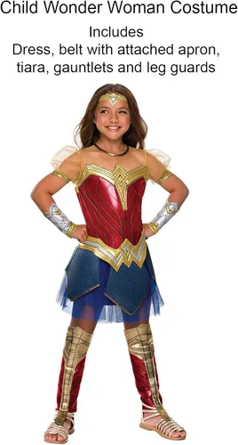 Vista 3 de Rubie's Costume Disfraz de la Liga de la Justicia Premium Mujer Maravilla para niñas, L, Multicolor