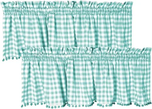 Vista 18 de 2 paneles de cortinas de cocina de 36 pulgadas de largo, bolsillo para barra, cortina de media ventana, cortina de ventana corta para cocina, baño