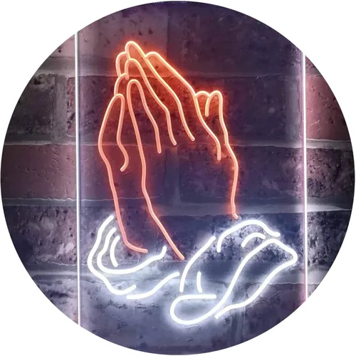 Vista 12 de ADVPRO Praying Hands Home Display Dual Color LED Neon Sign Blue & Red 8.5" x 12" st6s23-i3264-br