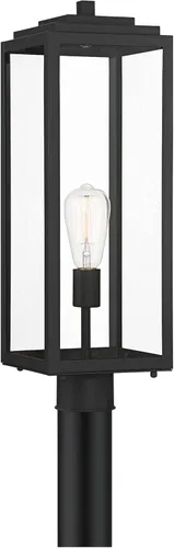 Vista 2 de John Timberland Titan - Moderna lámpara de poste para exteriores, color negro místico, panel de vidrio transparente de 21 3/4 pulgadas
