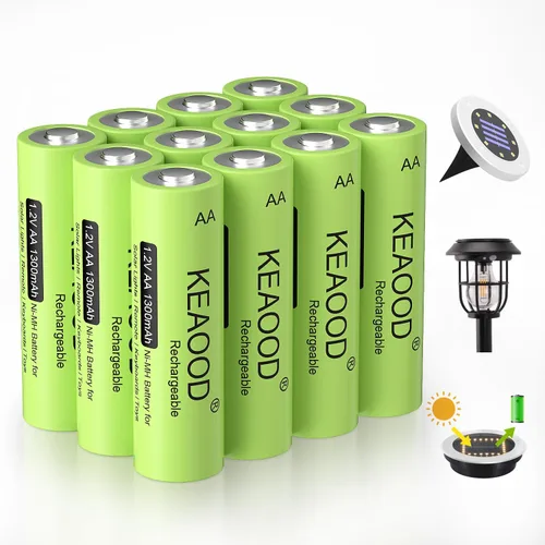 Vista 10 de Pilas solares recargables Ni-MH AA 1.2V precargadas de 600mAh, pila doble A para luces solares, luces de cadena, luces de camino
