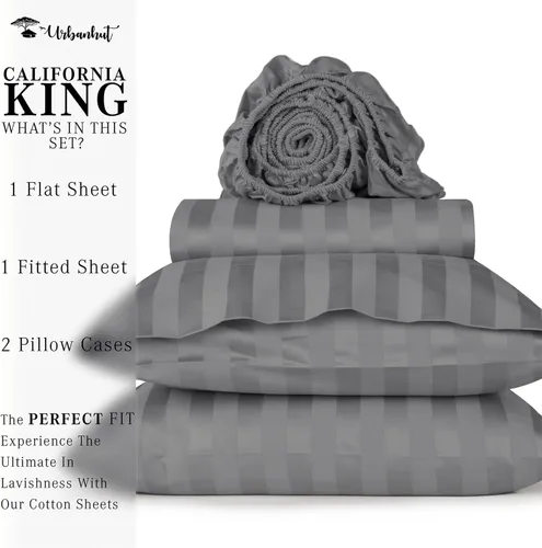 Vista 124 de URBANHUT Juego de sábanas de algodón egipcio de 1000 hilos tamaño completo, 4 piezas, suaves y transpirables, sábanas de hotel de lujo que se