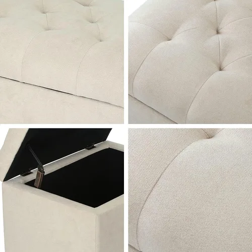Vista 85 de Joveco Banco otomano de almacenamiento rectangular de tela, reposapiés, 24 pulgadas, moderno, copetudo, para dormitorio, asiento para entrada