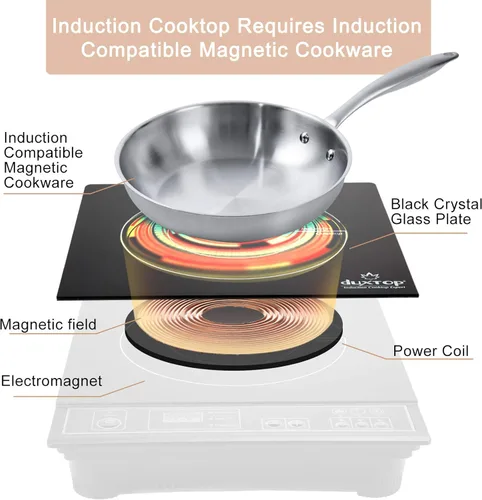 Vista 7 de Duxtop. Calentador de comida de inducción portable, de mesada, 1800 vatios, Dorado