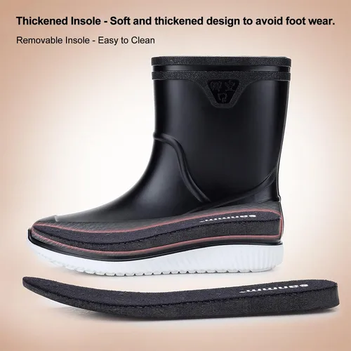 Vista 4 de Laple Botas de lluvia para hombre, antideslizantes, impermeables, de goma, para lluvia
