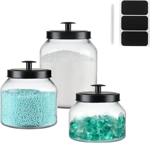 Vista 6 de Hyperspace Juego de recipientes de cocina de vidrio transparente, tarro de galletas, recipiente de almacenamiento de alimentos, tarro de baño