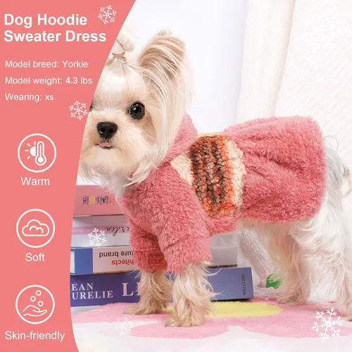 Vista 3 de Suéter con capucha para perro, ropa para perros pequeños, chicos y niñas, sudaderas con capucha para perros para clima frío, sudadera de otoño