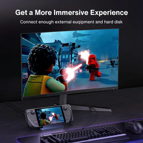 Vista 5 de iVANKY Base para cubierta de vapor, estación de acoplamiento de concentrador 6 en 1 para Steam Deck con HDMI 4K a 60Hz Gigabit Ethernet, USB-A 3.0