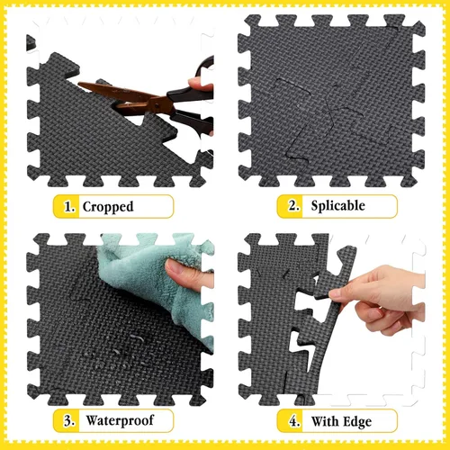 Vista 3 de Nuanchu 60 PCS Tapete de Rompecabezas de Espuma para Niños a Granel - Tapete de Juego de Espuma de Color Sólido con Bordes Entrelazados Alfombra