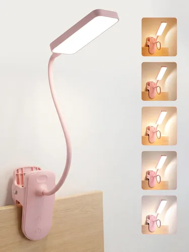Vista 10 de Luz con clip, 9 niveles de brillo + 5 colores, lámpara de escritorio recargable, luces con batería de 4000mAh, lámpara de escritorio LED de 450