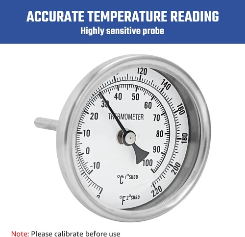 Vista 2 de NPT - Termómetro de esfera de cerveza de 1/2, termómetro de acero inoxidable con esfera grande de 3 pulgadas (0-220F / -10-100C)
