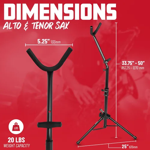 Vista 6 de Gator Frameworks Soporte estilo trípode alto para saxofones altos o tenores; (GFW-BNO-SAXTALL)