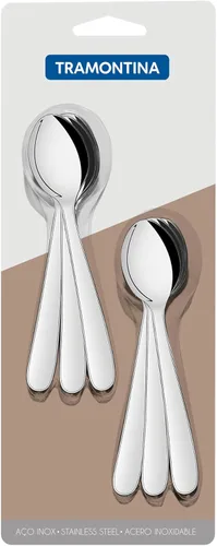 Tramontina 66902/071 Teaspoon, Malaysia, 5.1 inches (13 cm), Set of 6, All Stainless Steel, Dishwasher Safe, Durable, Lightweight, Made in Brazil